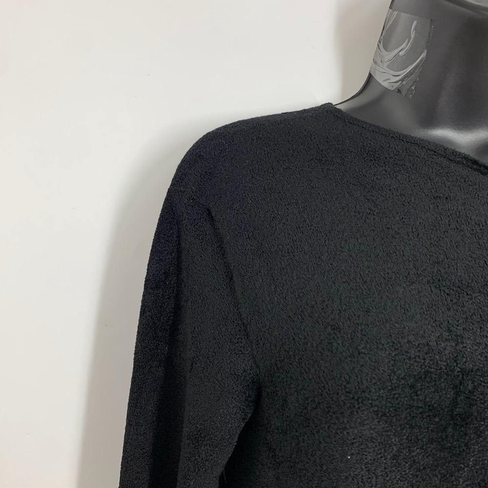 Helmut Lang Black Terrycloth Asymmetrical Neck Long Sleeve Midi Dress Size S - Picture 3 of 14